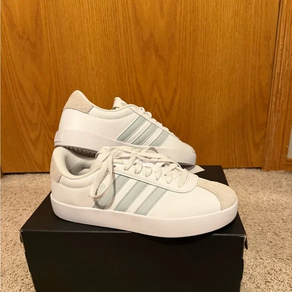 adidas Women's White and Gray Sneakers - Picture 2 of 3